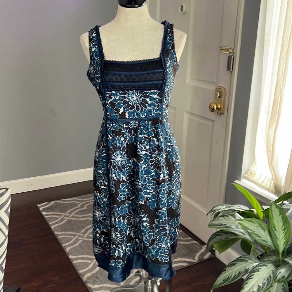 Cynthia Steffe Navy Blue Floral Eyelet Dress